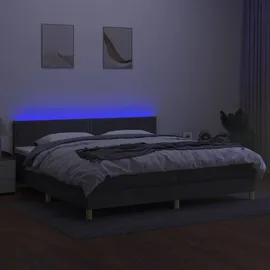 vidaXL Boxspringbett mit Matratze & LED Dunkelgrau 200x200 cm Stoff
