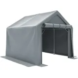 Fahrradgarage 244x241x217 Cm Geräteschuppen Garagenzelt Dunkelgrau Mit 170 G/m2 Pe Plane, Verzinktem Stahlrohr, Für Garten Fahrräder Werkzeug