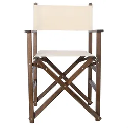 WellHome - Director-Sessel aus Nussbaumholz mit rohem Canvas 51x46x86 cm