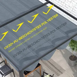Outsunny Ersatzdach für 2,85 x 2 m Pergola, wasserabweisend einziehbar Welle Überdachung mit Regenabflusslöchern, UV-Schutz 30+, winterfest Schattenabdeckung