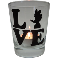 Lichtidee24 Teelicht Glas Windlicht print "Love Daisy" schwarz Handmade