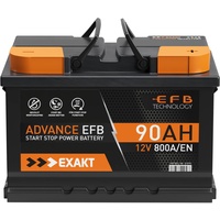 EXAKT EFB Batterie 90Ah 12V 800A/EN Start Stop Batterie ersetzt 70Ah 75Ah 80Ah Autobatterie Starterbatterie