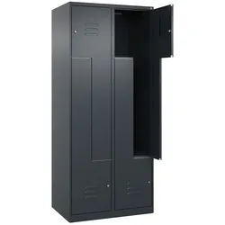 C+P Z-Spind Classic PLUS bodenstehend, 4 Abteile, HxBxT 185x80x50cm, Zylinderschloss, Anthrazit von PROREGAL