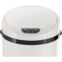 Echtwerk Edelstahl EW-BE-0269 Büro-/Bad-/Kosmetikabfalleimer 9L MIT IR SENSOR - INOX Mülleimer Papierkorb, Farbe: Weiß - Weiß