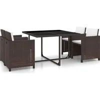 vidaXL Garten-Essgruppe 5-tlg. Tisch 109 x 109 cm braun