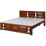 Massivmoebel24 Bett Akazie 180x200x90 nougat lackiert Oxford 253