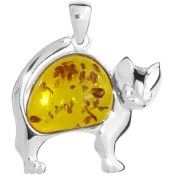Ketten-Anhänger OSTSEE-SCHMUCK "Ostsee-Schmuck Anhänger Katze Anhänger Katze", weiß, Schmuckanhänger, Damen, 36 x 31mm, Silber 925 (Sterlingsilber), 5.8 g