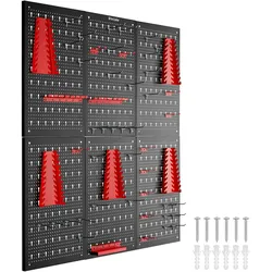 TecTake GmbH Werkzeuglochwand Jonah mit Haken und Halterungen - 6-teilig