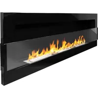 Campo24 Ethanolkamin Wandkamin 1200×400mm Schwarz hochglanz Kamin mit Sicherheitsglas im modern Design - Schwarz