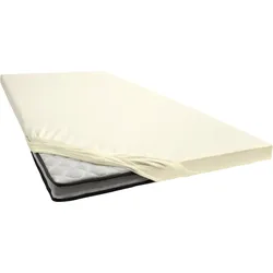 Spannbettlaken ESTELLA "Jersey Topper aus Baumwolle mit Elasthan", beige (elfenbeinfarben), B:100cm L:200cm, Jersey, Obermaterial: 97% Baumwolle, 3% Elasthan, Laken, für Topper bis 10 cm Höhe