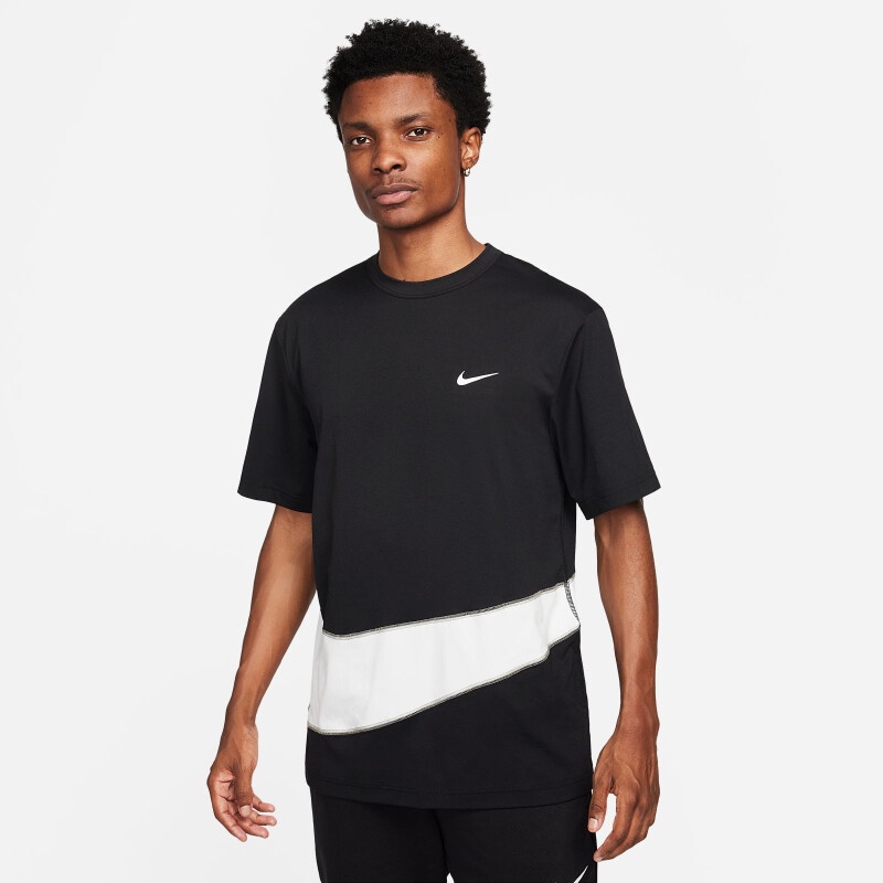 NIKE Dri-FIT UV Hyverse kurzarm Fitnessshirt Herren 010 - black/summit white/summit white S