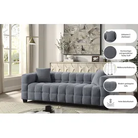 Atlantic Home Collection 3-Sitzer "Stella", grau, B:206cm H:63cm T:79cm, ATLANTIC HOME COLLECTION, Sofas, inkl. 2 Zierkissen und mit modernem Teddy Stoff
