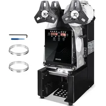 Vevor Becherversiegelungsmaschine, 500–650 Tassen/h, Verschließmaschine für 190 mm hohe & 90/95 mm große Tassen, Elektrischer Boba-Tee-Versiegeler mit LCD-Bedienfeld für Bubble Milk Tea Coffee