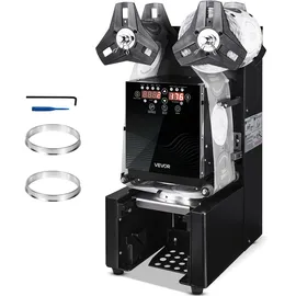 Vevor Becherversiegelungsmaschine, 500–650 Tassen/h, Verschließmaschine für 190 mm hohe & 90/95 mm große Tassen, Elektrischer Boba-Tee-Versiegeler mit LCD-Bedienfeld für Bubble Milk Tea Coffee