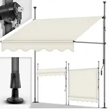YEAUPE PRO Klemmmarkise | Balkonmarkise ohne Bohren | Klemmmarkise mit Handkurbel | Markise UV-beständig höhenverstellbar & wasserabweisend | Cremefarben (250 * 180cm)