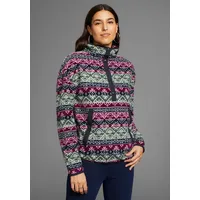 Polarino Fleecepullover, mit Colourblocking-Optik, mit Kängurutasche, aus Fleecestoff, Gr. 32/34, Fuchsia-navy, , 67691444-32