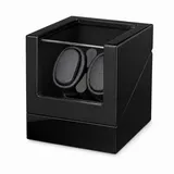 Tekoo Uhrenbeweger Automatischer Uhrenbeweger für 2 Uhren Holzoptik Leise & USB, (Packung), Antimagnetische Bauweise, Hochglanz-Holzoptik schwarz
