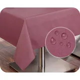 Tischdecke Tischläufer Leinen Struktur, abwischbar schmutzabweisend, Baumwolle, Farbe und Größe wählbar (Tischdecke rund 140 cm, Burgund)