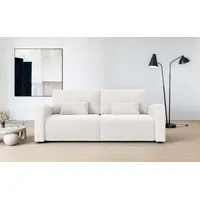 OTTO home 3-Sitzer OTTO HOME "JIGGS wahlweise Schlafsofa mit Bettkasten, Maße B/H/T: 228/96/110 cm", beige (creme), B:228cm H:96cm T:110cm, 100% Polyester, Sofas, Sofa mit Wellenunterfederung, enthält 2 Rückenkissen und 2 Zierkissen