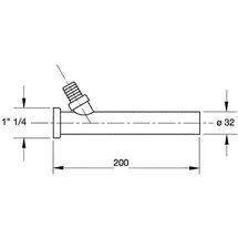 PUTEUS Verstellrohr DN 32 x 200mm Messing verchromt DN32x200mm 45°