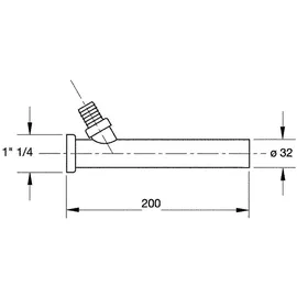 PUTEUS Verstellrohr DN 32 x 200mm Messing verchromt DN32x200mm 45°