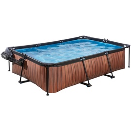 EXIT TOYS Wood Pool 220 x 150 x 65 cm inkl. Filterpumpe und Abdeckung