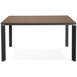Kadima Design Büroschreibtisch quadratisch modern  140x140 cm  Chrom-Elemente  Großer Besprechungstisch  Braun-Schwarz