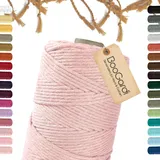 BooGardi Makramee Garn · Hellrosa 3mm x 200m · 3mm oder 5mm · viele Farben · Baumwollkordel · Baumwollgarn · DIY Bastelkordel · Kordelband