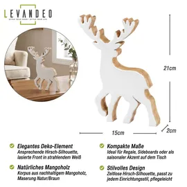 levandeo Deko Aufsteller Hirsch H21 cm Mango/Weiß/Natur/Braun