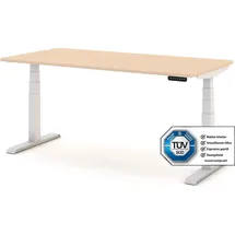 assmann büromöbel ASSMANN Elektrisch höhenverstellbarer Kinderschreibtisch JUNIOR Curved Kiesel Weiß, Memoryfunktion, Kollisionsschutz, 2-fach-Motorik - Weiß/Beige