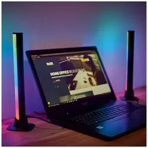 Melitec RGB Tischlampe LED, Smart Home App-steuerbar, 2er Set, Musiksensor und RGB-Lichteffekte, USB betrieben, Modernes Design, Schwarz