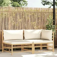 vidaXL Garten-Lounge-Set 2-tlg. cremeweiß Bambus