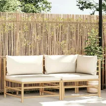 vidaXL Garten-Lounge-Set 2-tlg. cremeweiß Bambus
