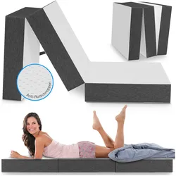 Bestschlaf Premium Visco Klappmatratze, extra hoch 15 cm, Gästematratze klappbar, Faltmatratze, Faltbare Matratze, Bandscheibenwürfel, Reisematratze