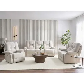 Beliani Sofa Set elektrisch verstellbar 6-Sitzer BERGEN Samtstoff Sandbeige mit Usb-anschluss