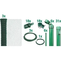 GAH Alberts Alberts Maschendrahtzaun Komplettset, zum Einbetonieren | 200 cm Gesamtlänge: 15 - 100 m - Grün