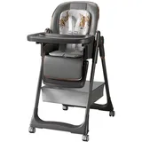 Nine point nine PU-Leder Kinderhochstuhl, Hochstuhl Abnehmbares Doppellagiges Tablett Kinderhochstuhl, Verstellbarer Sitz Hochstühle (8122 Gray)