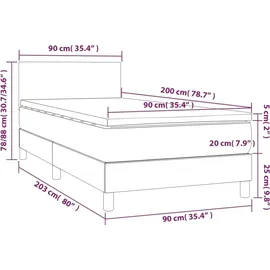 vidaXL Boxspringbett 90 x 200 cm Hellgrau