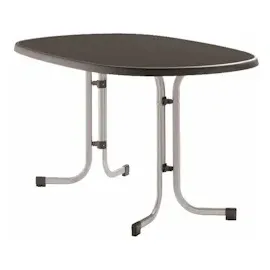 Sieger Boulevard-Klapptisch mit mecalit-Pro-Platte 140 x 90 x 72 cm graphit/schieferdekor anthrazit oval