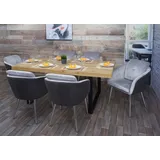 Mendler 6er-Set Esszimmerstuhl HWC-G48, Küchenstuhl Polsterstuhl Lehnstuhl, Kunstleder Samt mit Armlehne MVG- grau