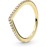 Pandora Sparkling Wishbone Ring in Gold mit 14 Karat vergoldete Metalllegierung und Cubic Zirkonia Steinen aus der Pandora Timeless Collection, Größe 54