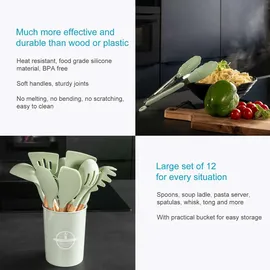 Intirilife Küchenutensilien Set 12-teilig Silikon Mint Grün
