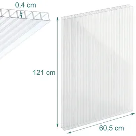 Relaxdays Doppelstegplatten Set, 4mm, für Gewächshaus, HB: 121x60,5 cm, Polycarbonat, transparent