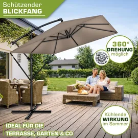 tillvex Alu Sonnenschirm Rechteckig Ø 330 cm Cappuccino