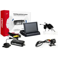 Amio, Rückfahrkamera, Parksensor-Kit TFT02 4,3 Zoll mit Kamera HD-315-LED 4 weißen Sensoren