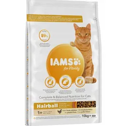 IAMS-Trockenfutter für Vitalität Hairball für erwachsene und ältere Katzen, mit Huhn 10kg