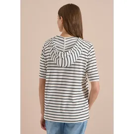 Cecil Kapuzenshirt Hoodie Gestreift Vanilleweiß M