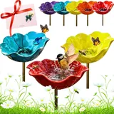 Blumen Gartenstecker Vogeltränke, Bienentränke für den Garten – Handgefertigte Metallblume als Vogelbad & Insektenwasserstelle, Gartenstecker für draußen Naturliebhaber (3*A)