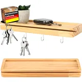 Holz Schlüsselhalter mit Ablage für Schlüssel, Geldbörsen und Dekorationen