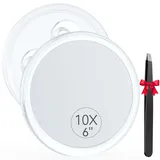 10X Vergrößerungsspiegel 15cm mit 3 Saugnäpfen Kosmetikspiegel mit 10-Fach Ve...